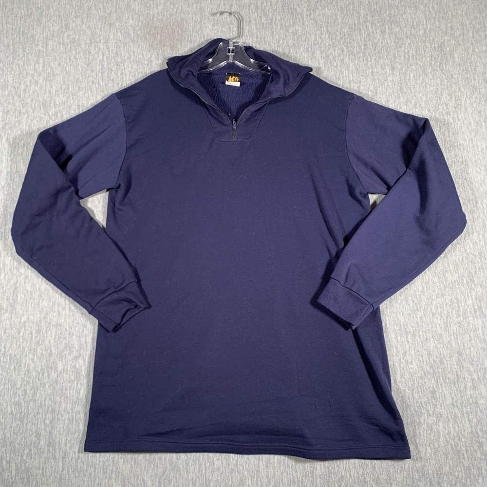 Vintage REI Pullover Mens XL Blue 1/4 Zip Fleece Waffle Knit Made USA 90s